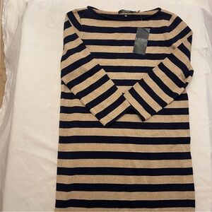 New with tag Ralph Lauren Navy and Gold Striped women dress M